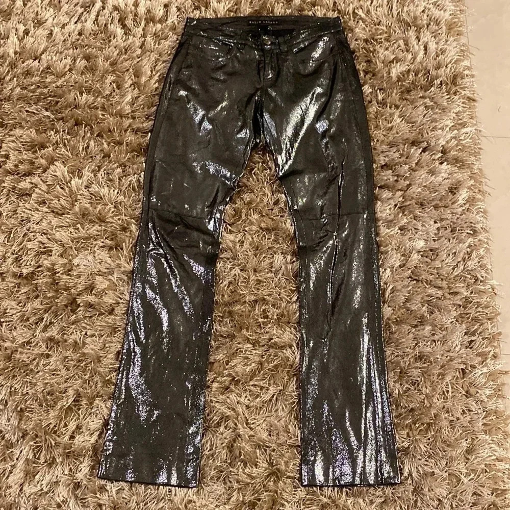 Ralph Lauren black label metallic black pants size 2 - Picture 3 of 12